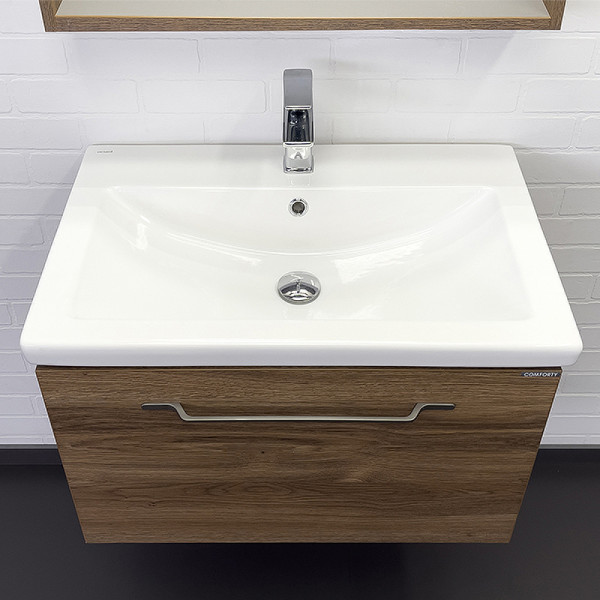 Тумба подвесная с раковиной Comforty Томари 700x450x480 дуб темно-коричневый (00-00001279) Тумба подвесная с раковиной Comforty Томари 700x450x480 дуб темно-коричневый (00-00001279)