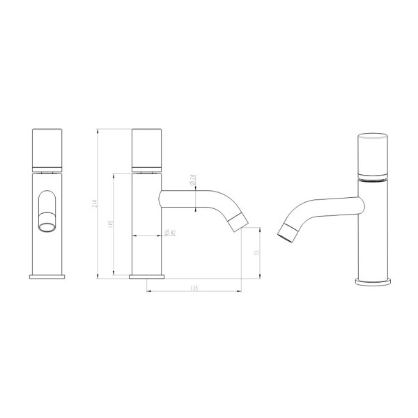 Смеситель для раковины Boheme Stick B (черный) (121-BB)