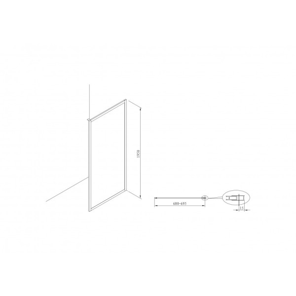 Душевое ограждение Roca Town-N 70x195 стекло прозрачное, профиль хром (7.MP23.0.701.2M)
