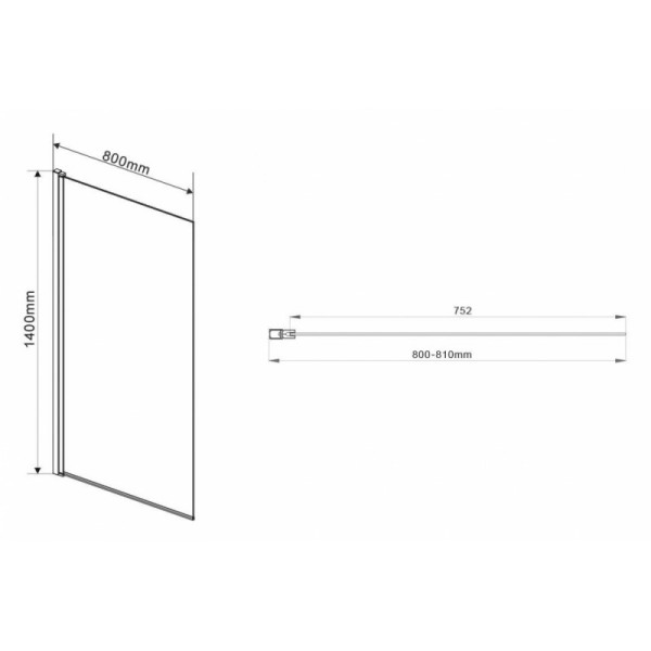 Душевая шторка для ванны Vincea 800х1400 стекло тонированное, профиль черный (VSB-11800CGB)
