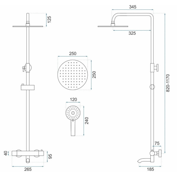 Душевая система термостат с изливом Rea Lungo Rose Gold (REA-P6606)