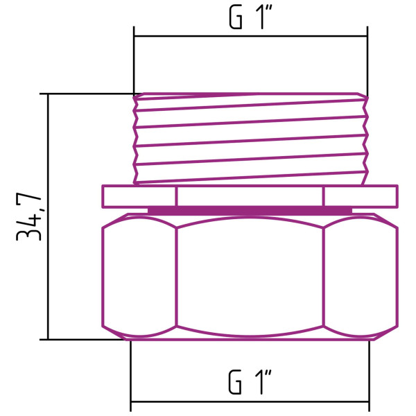 Комплект соединительный Сунержа стилье прямой 1"x1" HP / 2 шт (02103-1010)