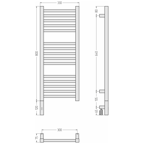 Полотенцесушитель электрический Сунержа Модус 3.1 800x300 провод слева матовый чёрный (31-5900-8030)