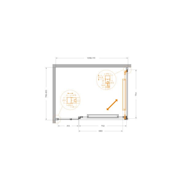 Душевой уголок Cezares Lux 110x80x195 стекло прозрачное, профиль хром (LUX-AH-FS-11-110/80-C-CR)