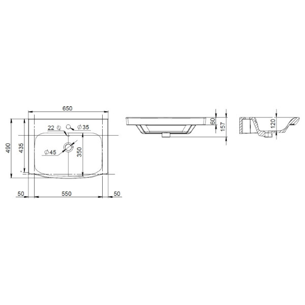 Раковина встраиваемая AM.PM Like 65х49 белый глянец (M80WCC0652WG)