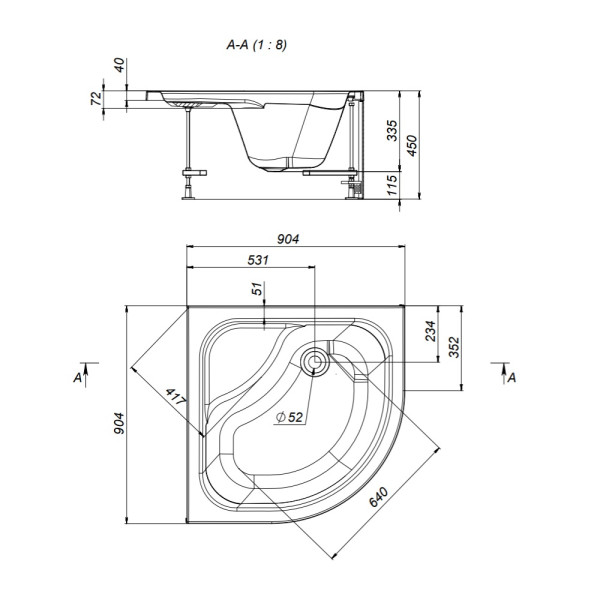 Душевой поддон AM.PM Gem 90x90x45 белый (W90T-401A090W)