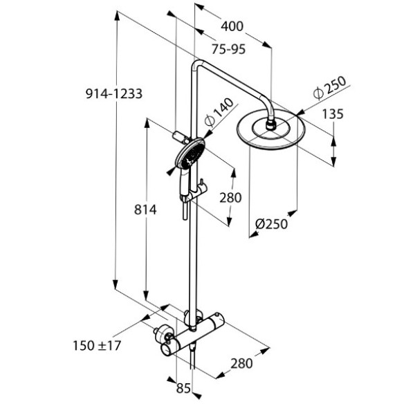 Душевая система Kludi Freshline Dual Shower System с термостатом (6709205-00) Душевая система Kludi Freshline Dual Shower System с термостатом (6709205-00)