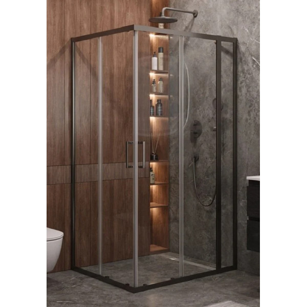 Душевой уголок Cezares Molveno 130x100x195 стекло прозрачное, профиль оружейная сталь (MOLVENO-AH-21-100+30-C-GM-IV)