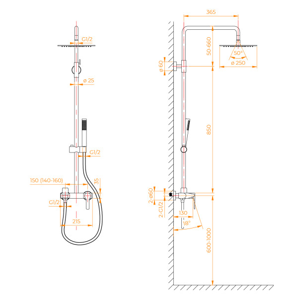 Душевая система RGW Shower Panels золотой (51140131-06)