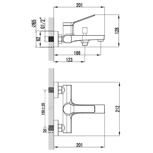 Смеситель для ванны и душа Azario Vise с душевым комплектом черный (AZ-VSA238330PA)