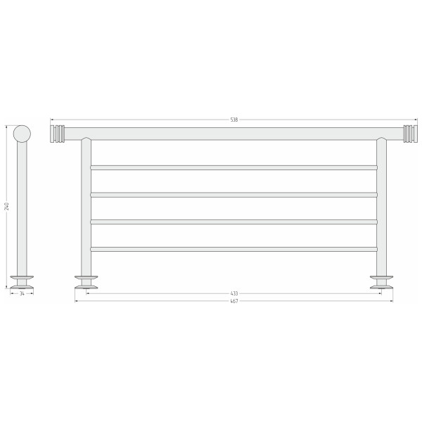 Полка для полотенцесушителя Сунержа 4П 470 мм матовое золото (032-2012-4470)