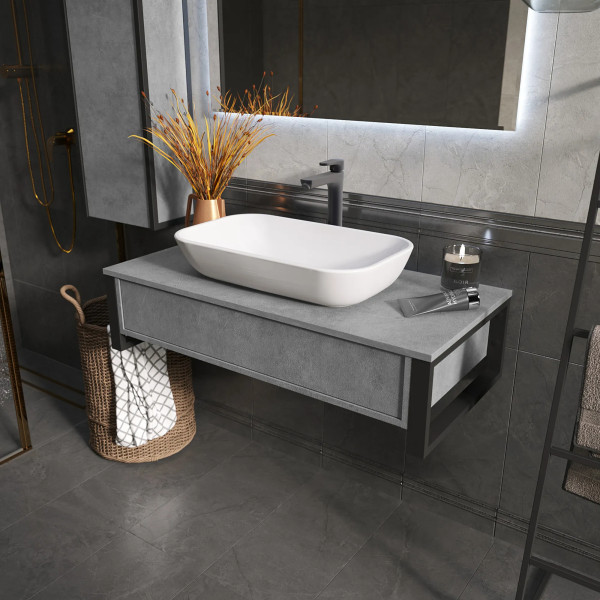 Тумба подвесная 1Marka Grundge Loft 1000x480x255 бетон лофт (Ц0000031982)