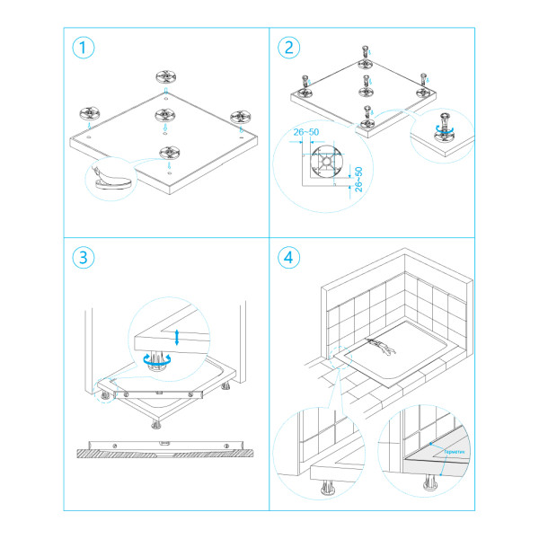 Душевой поддон RGW Stone Tray 90x90 графит\серый (16152099-02)