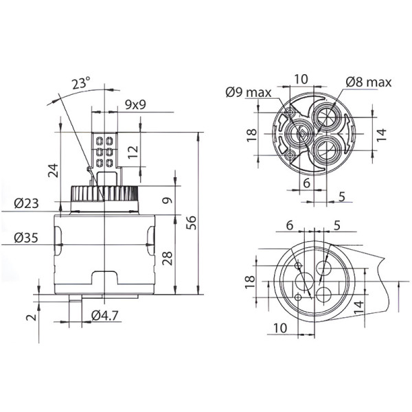 Картридж Melodia для однорук.см. 35мм с экономией воды 3 положения (MKP20807WC)