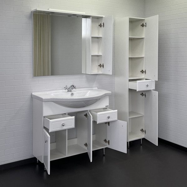 Тумба напольная Comforty Палермо 990x880x520 белый глянцевый с раковиной (00-00001555)