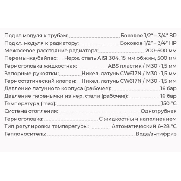 Радиплект ТЕРМ для подключения радиатора с автомат. поддержанием t-воздуха, 1/2"-3/4" Gibax (G0060)