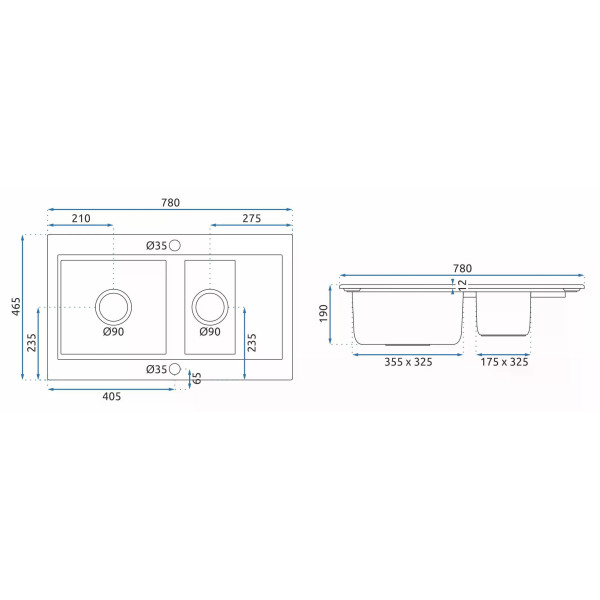 Мойка для кухни 2 чаши Rea fox black гранит 78x46,5x19 черная (ZLE-00134) Мойка для кухни 2 чаши Rea fox black гранит 78x46,5x19 черная (ZLE-00134)