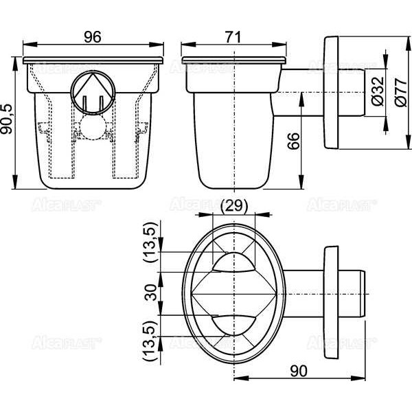 Сифон AlcaPlast для сбора конденсата, с шариком (AKS1Z)