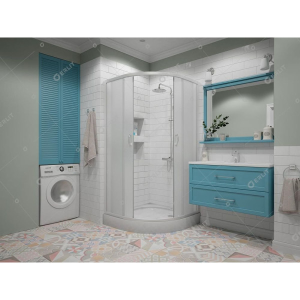 Душевой уголок Erlit 80х80 с поддоном стекло матовое, профиль хром, без крыши (ER0508-C3)