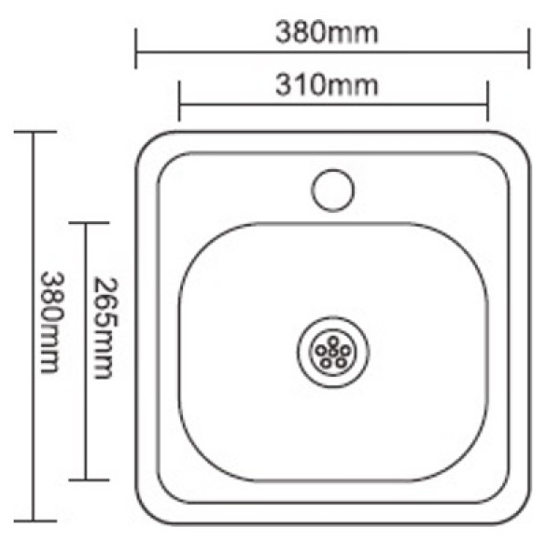 Мойка врезная Ledeme 380x380x160 (0,6мм) выпуск 3 1/2" глянцевая, (L93838-6)