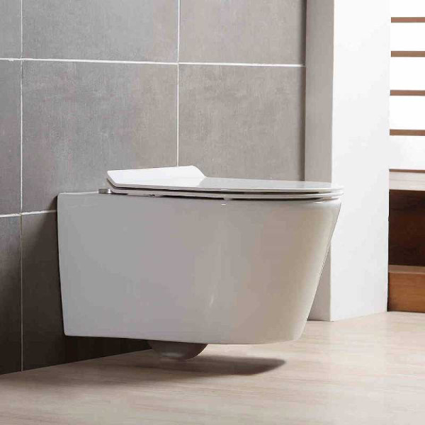 Унитаз подвесной Aquatek Оберон безободковый, тонкое сиденье Termodur с Soft Close (AQ1363W-00)