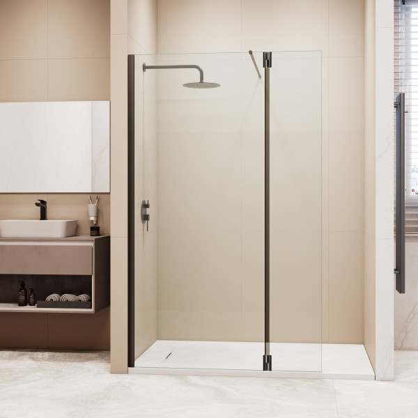 Душевая перегородка RGW WA-050B (WA-002B + Z-070B) 1100 стекло прозрачное, профиль черный (351005013-14)