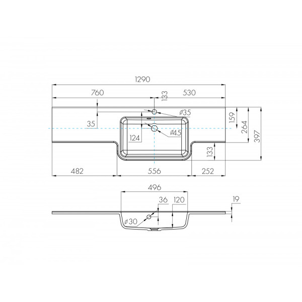Раковина подвесная Aquaton Hotel 129x40,5x16,5 R белый (1.A709.9.31P.I01.P)