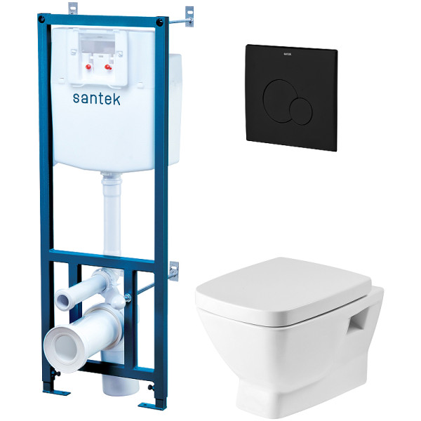 Комплект инсталляция с унитазом и клавишей Santek Нео с сиденьем с клавишей черная матовая (1WH501776)