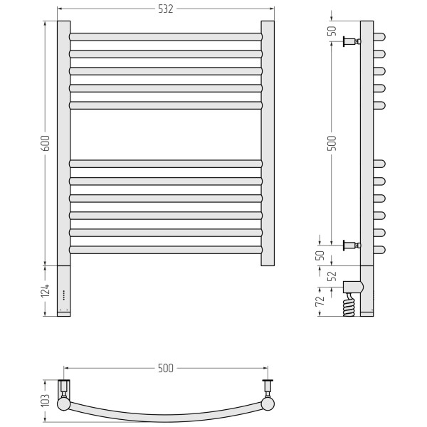 Полотенцесушитель электрический Сунержа Богема 3.0 выгнутая 600x500 провод слева матовый чёрный (31-5802-6050) Полотенцесушитель электрический Сунержа Богема 3.0 выгнутая 600x500 провод слева матовый чёрный (31-5802-6050)