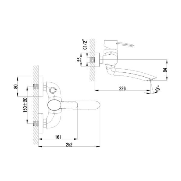 Смеситель для ванны и душа Lemark Atlantiss (LM3214C)