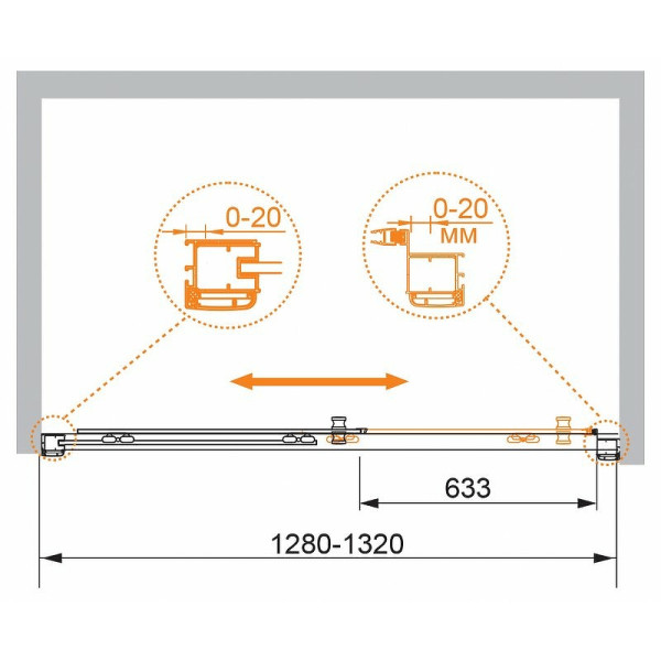 Душевая перегородка Cezares Anima 130x195 стекло прозрачное, профиль хром (ANIMA-W-BF-1-130-C-Cr)