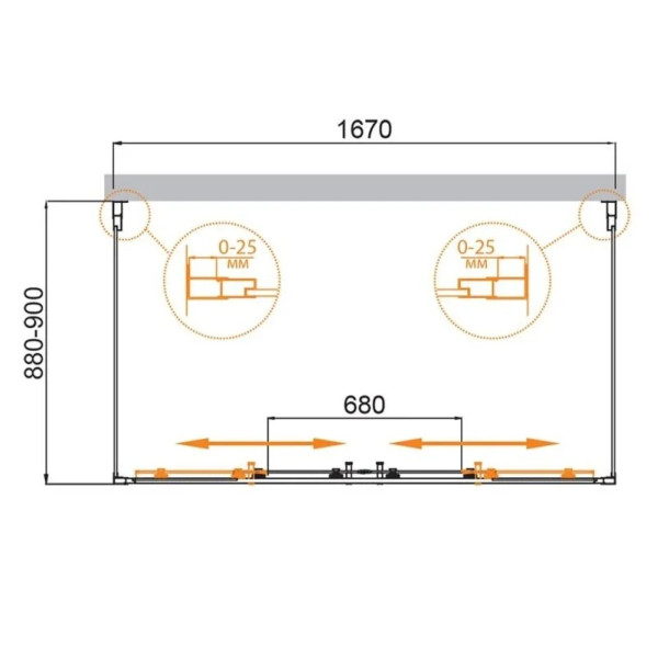 Душевой уголок Cezares Molveno 170x90x195 стекло прозрачное, профиль хром (MOLVENO-AH-2/2-170/90-C-Cr-IV)