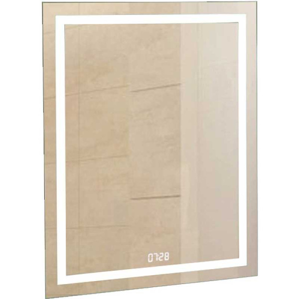 Зеркало с подсветкой Континент Verte Led 500х700 с часами, датчиком движения (ЗЛП477)