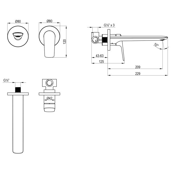 Смеситель для раковины Lemark Verba встраиваемый хром (LM11426C) Смеситель для раковины Lemark Verba встраиваемый хром (LM11426C)