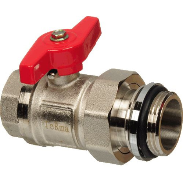 Кран 1" шаровый со сгоном TeRma (красная бабочка, O-ring) (33502) Кран 1" шаровый со сгоном TeRma (красная бабочка, O-ring) (33502)