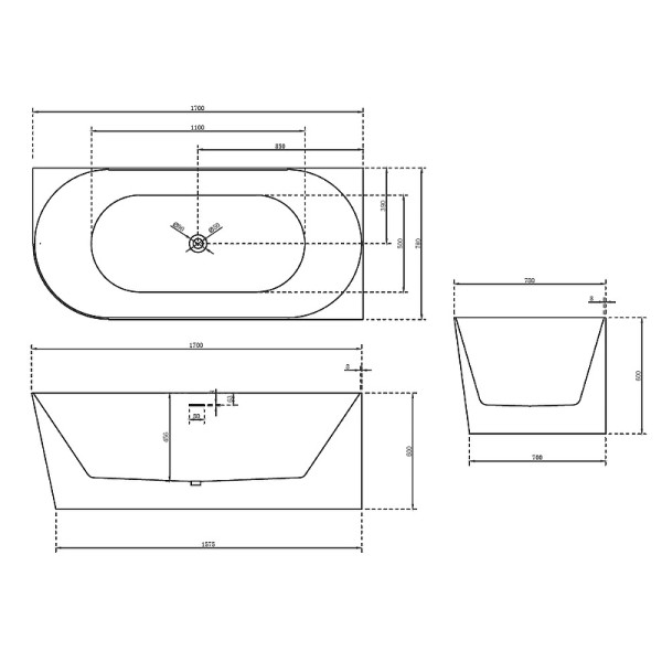Ванна акриловая Abber 170*78 белая (AB9258-1.7 R)