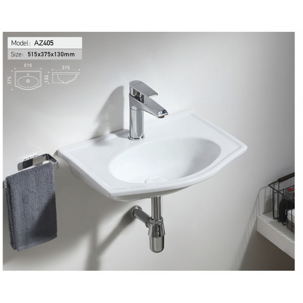 Раковина подвесная Azario Tours 51,5x13x37,5 белая (AZ-405) Раковина подвесная Azario Tours 51,5x13x37,5 белая (AZ-405)