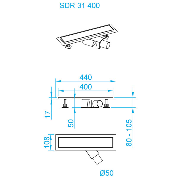 Душевой лоток RGW SDR 400 черный (47213140-04)