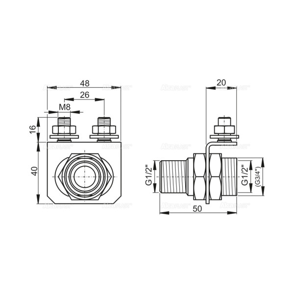 Консоль для подключения воды Alcaplast (P103)