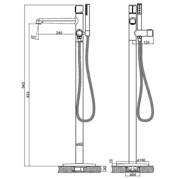 Смеситель напольный BelBagno Uno (UNO-FMT-ORO)