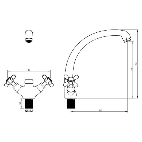 Смеситель для кухни S42-301 хром, высокий излив Ligeya (S42-301 Ligeya)