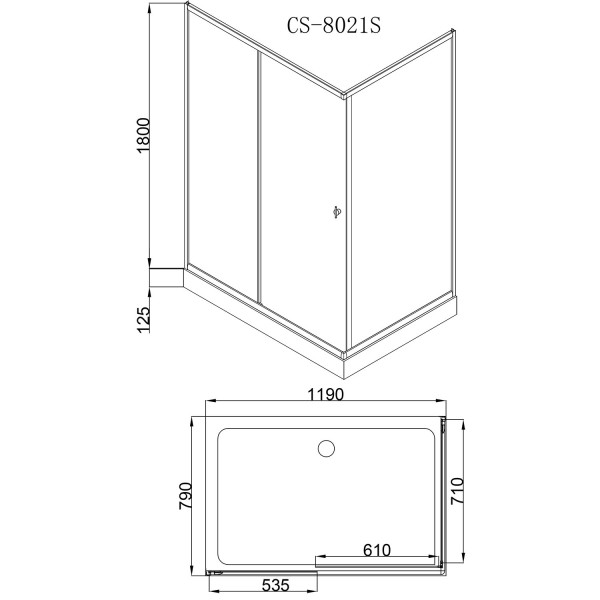 Душевой уголок Loranto 80x120x195 стекло прозрачное, профиль хром (CS-8021S 120*80*195)