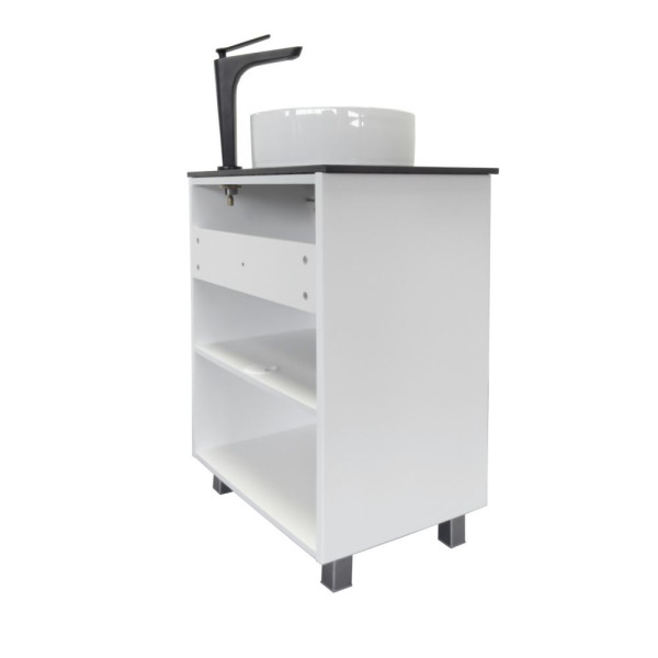 Тумба напольная Comforty Лея 600x950x400 черный глянцевый с раковиной (00-00019598)