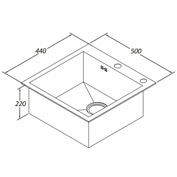 Мойка для кухни врезная Gerhans 50x44x22 нерж. сталь 3 мм сифон (K35044)