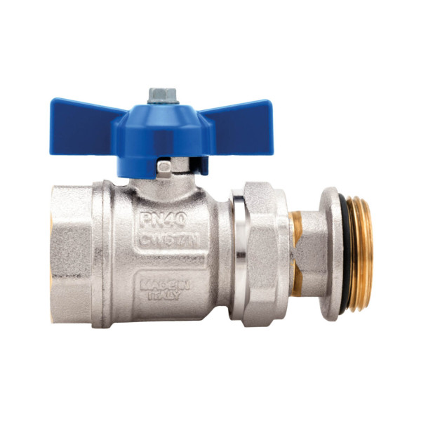 Комплект прямых шаровых кранов Itap со сгоном и уплотнением 1" (бабочка красного и синего цвета) (0980100RSK)