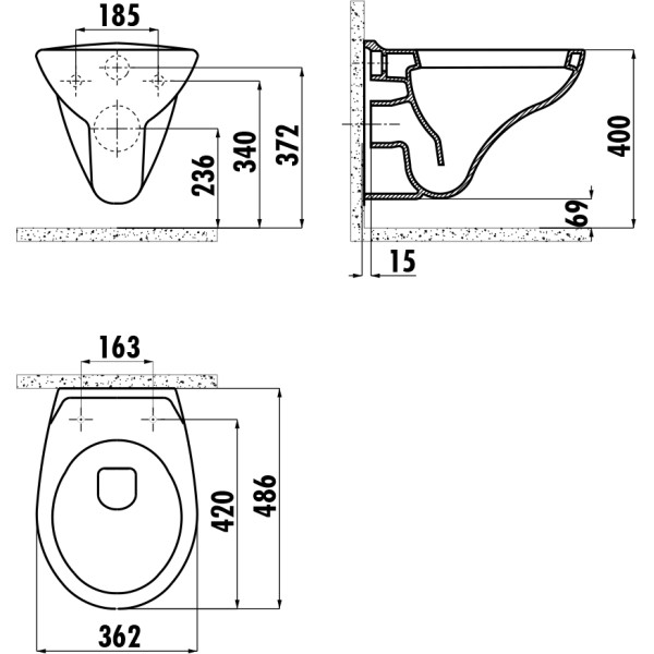 Унитаз подвесной с биде Creavit 36,2x48,6x33,1 белый (TP320-00CB00E-0000)