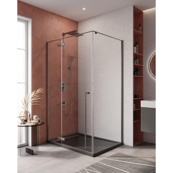 Душевой уголок Cezares Liner 120x90x195 L стекло прозрачное, профиль оружейная сталь (LINER-AH-1-120/90-C-GM-L)