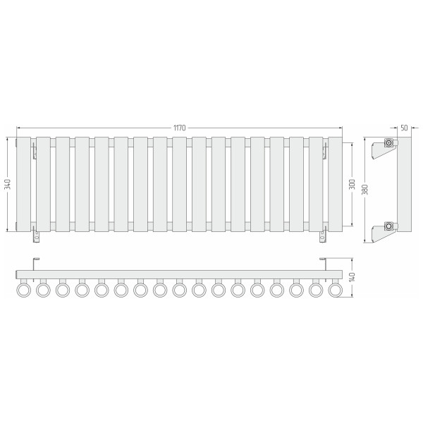 Радиатор стальной Сунержа Кумир 1170x300 17 секций белый матовый (30-0340-3017)