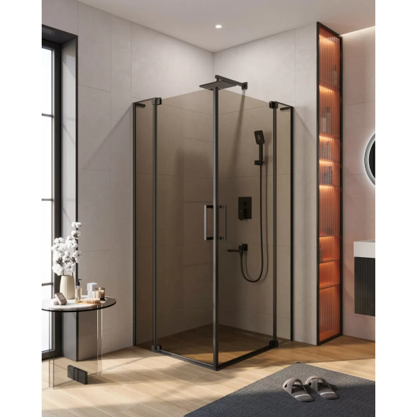 Душевой уголок Cezares Slider 70x100x195 стекло бронза, профиль черный (SLIDER-AH-2-70/80-100/110-BR-NERO)
