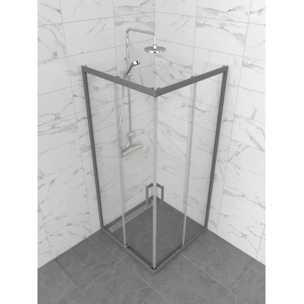 Душевой уголок Triton Фикс-графит 80x80  стекло прозрачное, профиль хром (DK463)